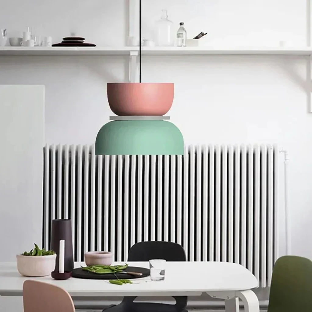 BowLift | Nordic Color Block Pendant Light Fixture - Modern Hanging Lamp for Kitchen & Dining Room