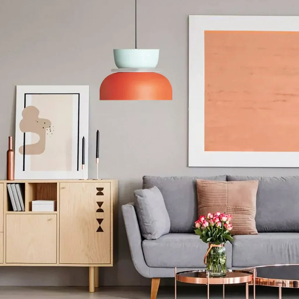 BowLift | Nordic Color Block Pendant Light Fixture - Modern Hanging Lamp for Kitchen & Dining Room