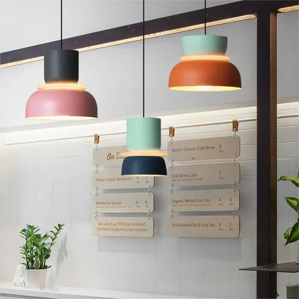 BowLift | Nordic Color Block Pendant Light Fixture - Modern Hanging Lamp for Kitchen & Dining Room