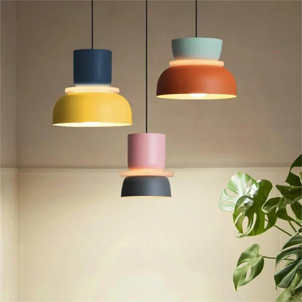 BowLift | Nordic Color Block Pendant Light Fixture - Modern Hanging Lamp for Kitchen & Dining Room