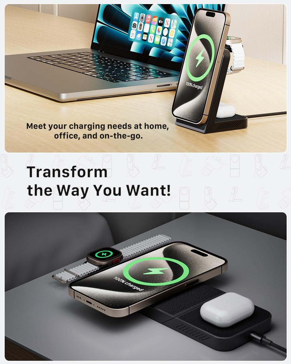 BowLift | LuxCharge Elite Wireless Hub | 3-in-1 fast charging solution for seamless convenience