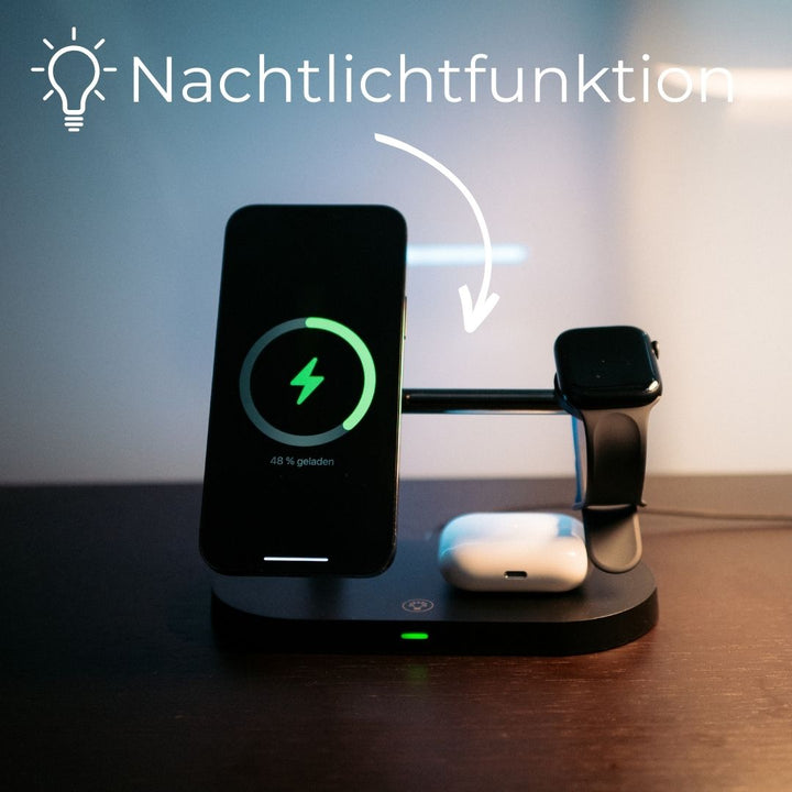 BowLift | 3-in-1 Wireless Charger for Smartphone, Smartwatch and Earbuds – Fast Charging Station with Modern Design