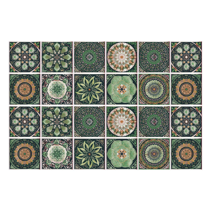 BowLift | Mandaluxe – 24-Piece European Mandala Tile Set | Peel & Stick Decorative Vinyl Tiles