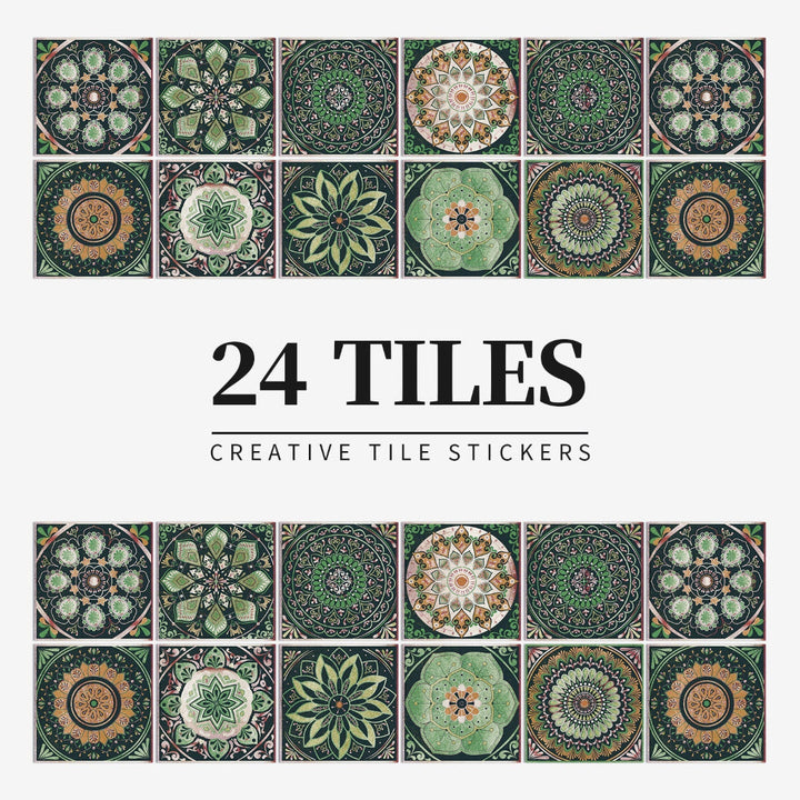 BowLift | Mandaluxe – 24-Piece European Mandala Tile Set | Peel & Stick Decorative Vinyl Tiles