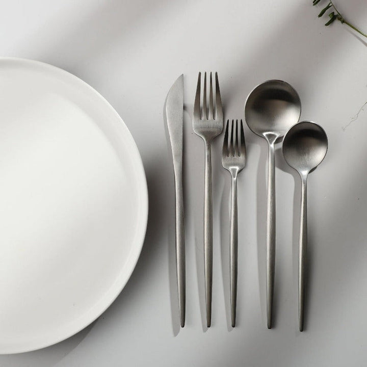 BowLift | Minimalist Luxury Cutlery Set – 20 pieces, Titanium & Stainless Steel