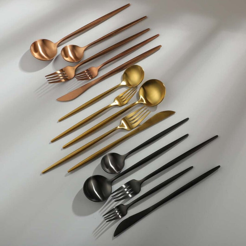 BowLift | Minimalist Luxury Cutlery Set – 20 pieces, Titanium & Stainless Steel
