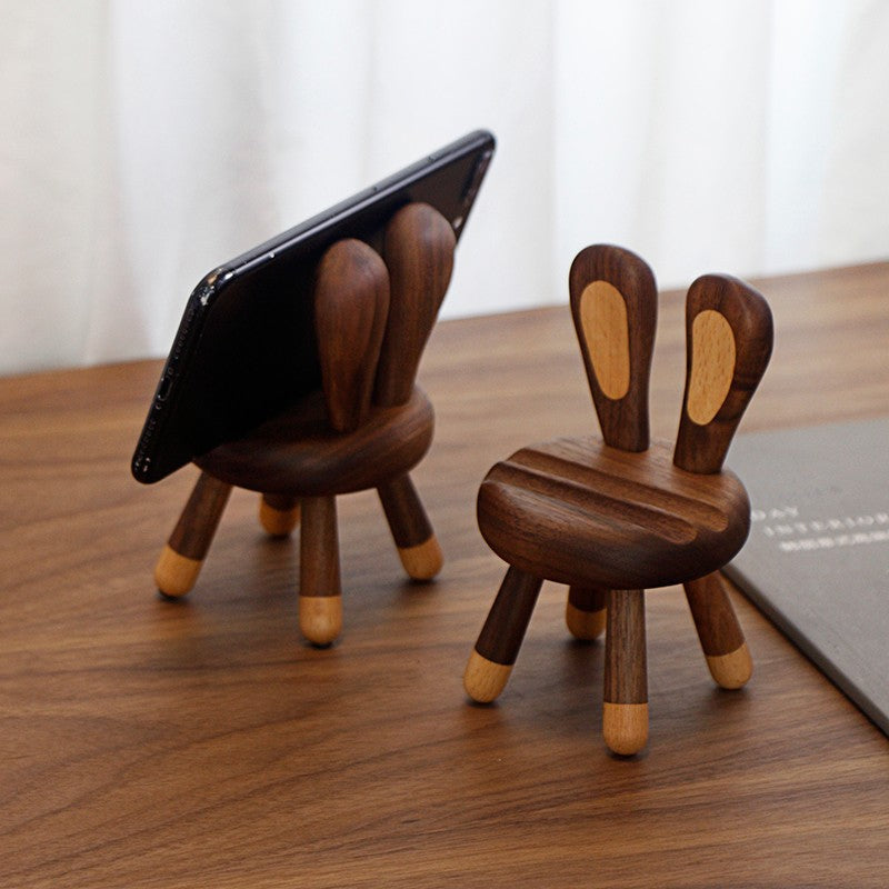 BowLift | Minimalist Wooden Rabbit Phone Holder