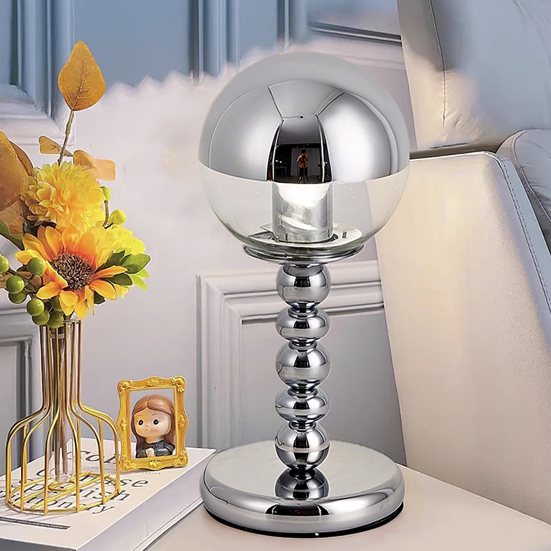 BowLift | MirrorGlow – Minimalist Chrome Table Lamp