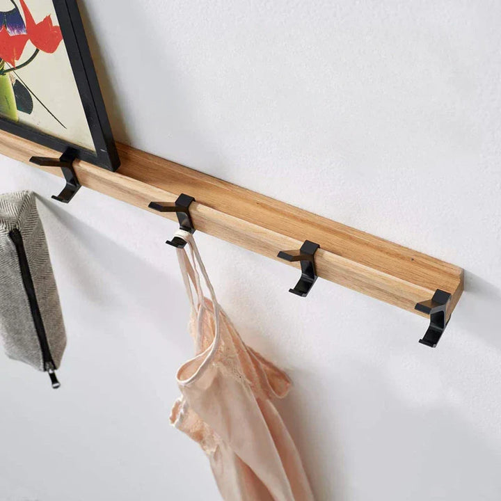 BowLift | Nordivo Wall Wardrobe with Movable Double Hooks | Scandinavian Design | Wood & Aluminium | Space-saving & Modern