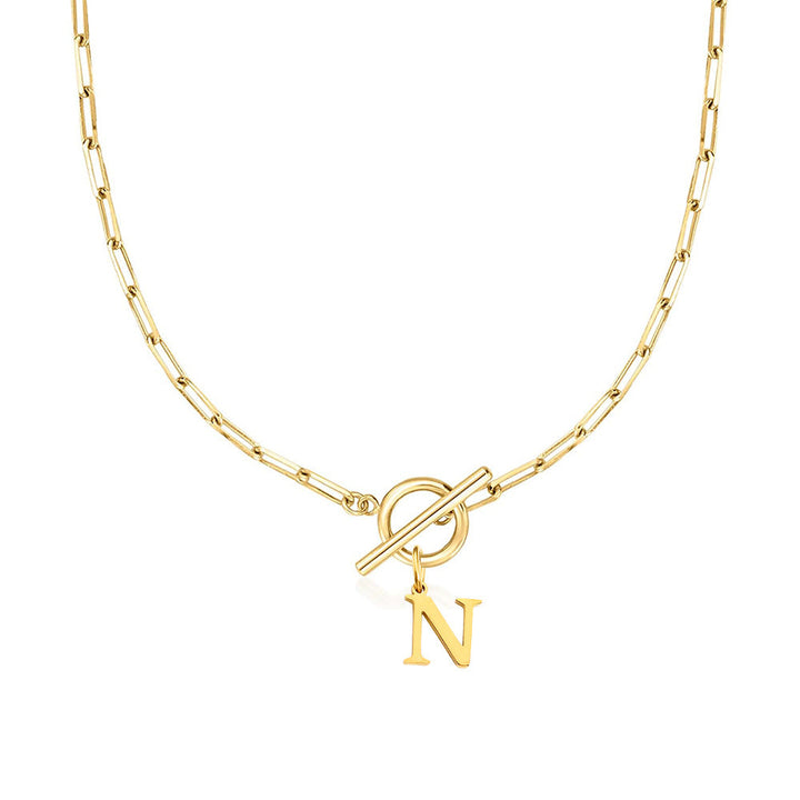 BowLift | Paperclip Letter Initial Circle Lock Clasp Necklace