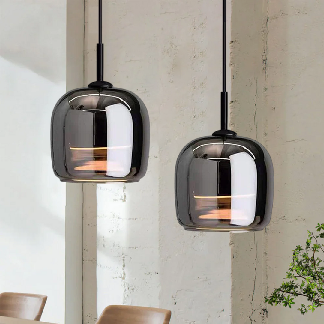 BowLift | Nordic Black Glass Pendant Light Fixture - Modern Hanging Lamp for Kitchen Island & Dining Room