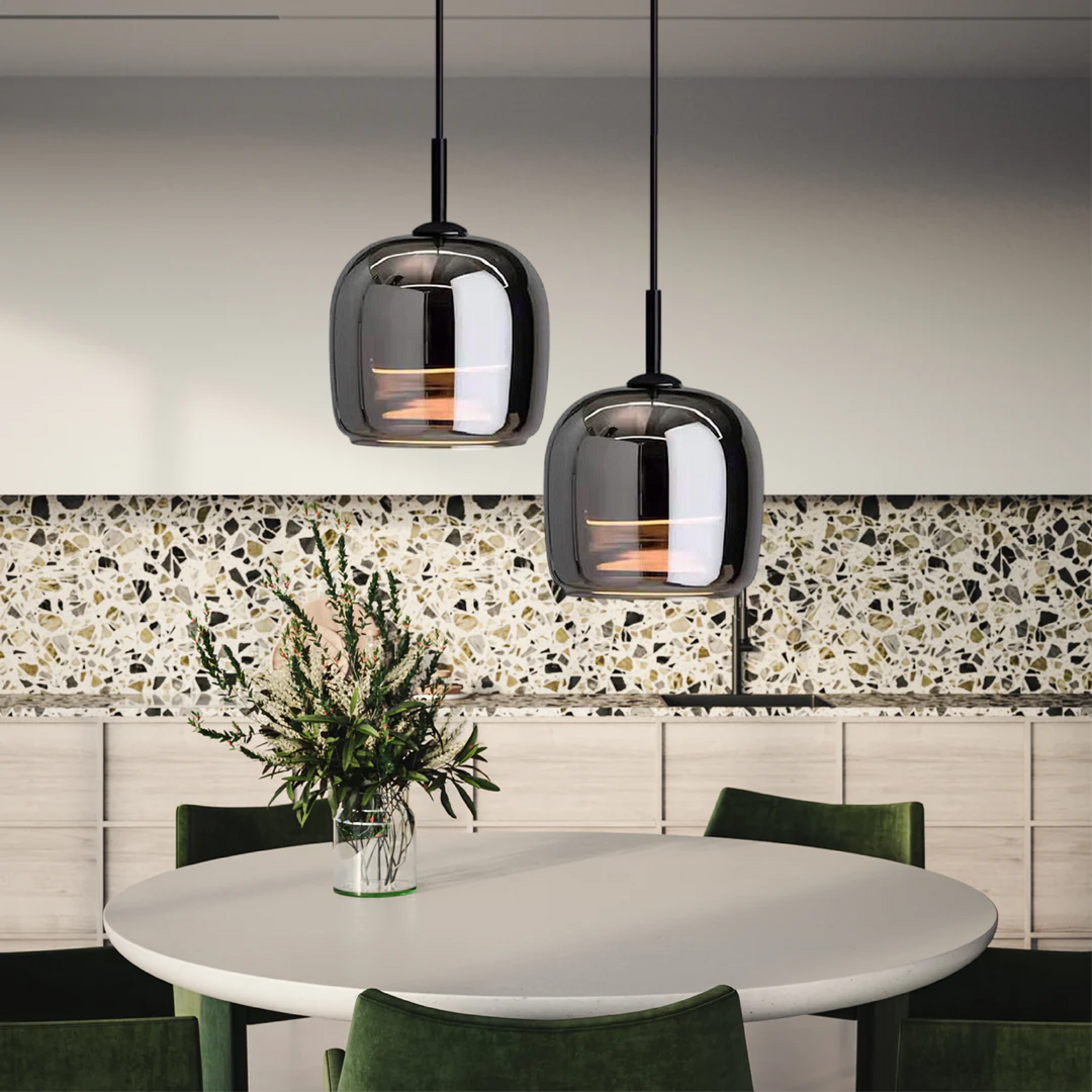 BowLift | Nordic Black Glass Pendant Light Fixture - Modern Hanging Lamp for Kitchen Island & Dining Room