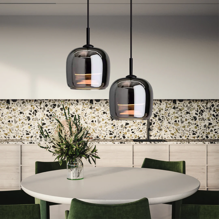 BowLift | Nordic Black Glass Pendant Light Fixture - Modern Hanging Lamp for Kitchen Island & Dining Room
