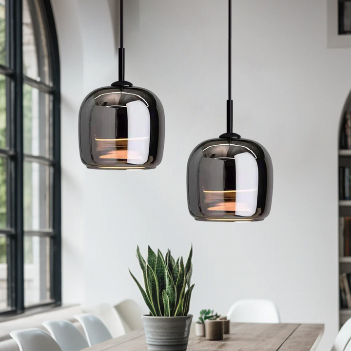 BowLift | Nordic Black Glass Pendant Light Fixture - Modern Hanging Lamp for Kitchen Island & Dining Room
