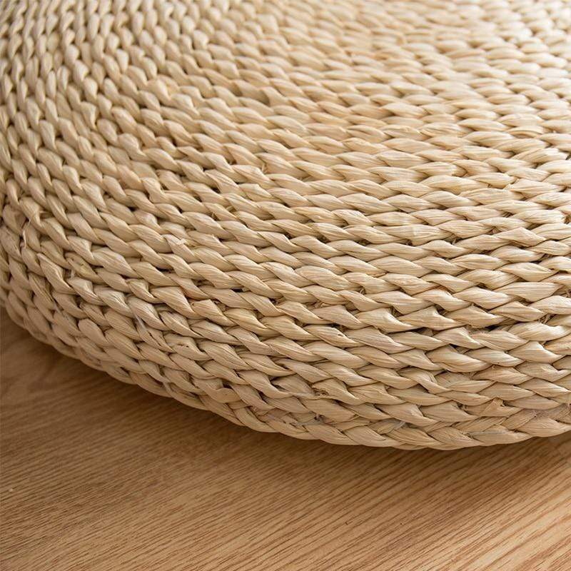 Natural tatami straw floor cushion bowlift