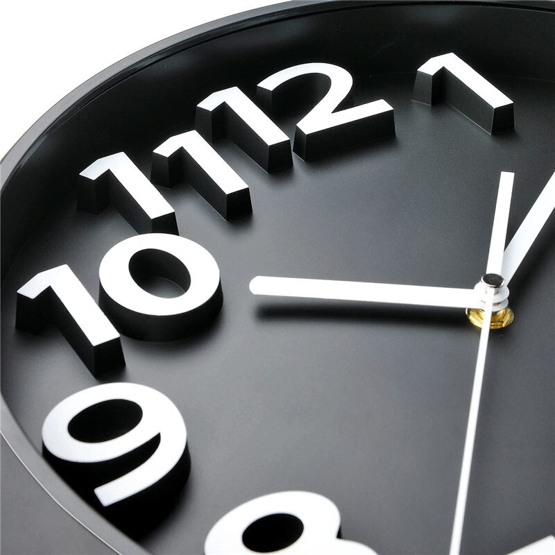 BowLift | NumClock | Modern Wall Clock Black 30 cm Plastic