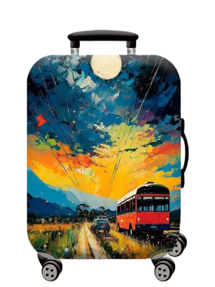 Unisex hard-shell cabin trolley with vintage travel illustration, 360° swivel wheels and telescopic handle Bowlift