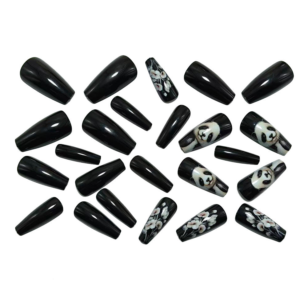 Artificial nails with playful panda and flower design Bowlift