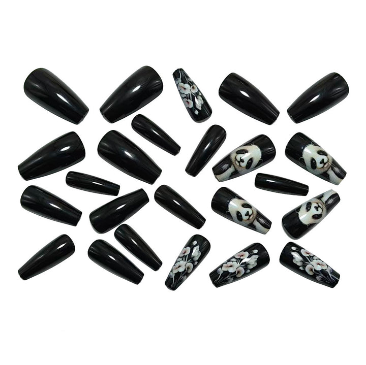 Artificial nails with playful panda and flower design Bowlift