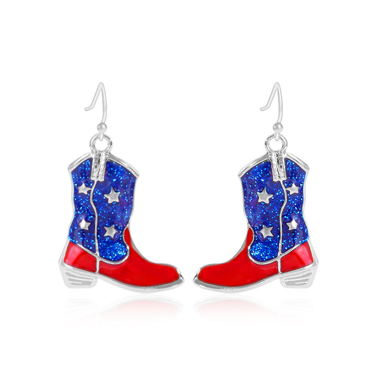 Women's lightweight star earrings with enamel flag design and fishhook Bowlift