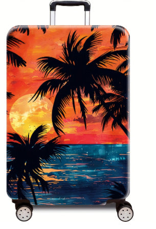 Women's Hard Shell Suitcase with Tropical Sunset Design Bowlift