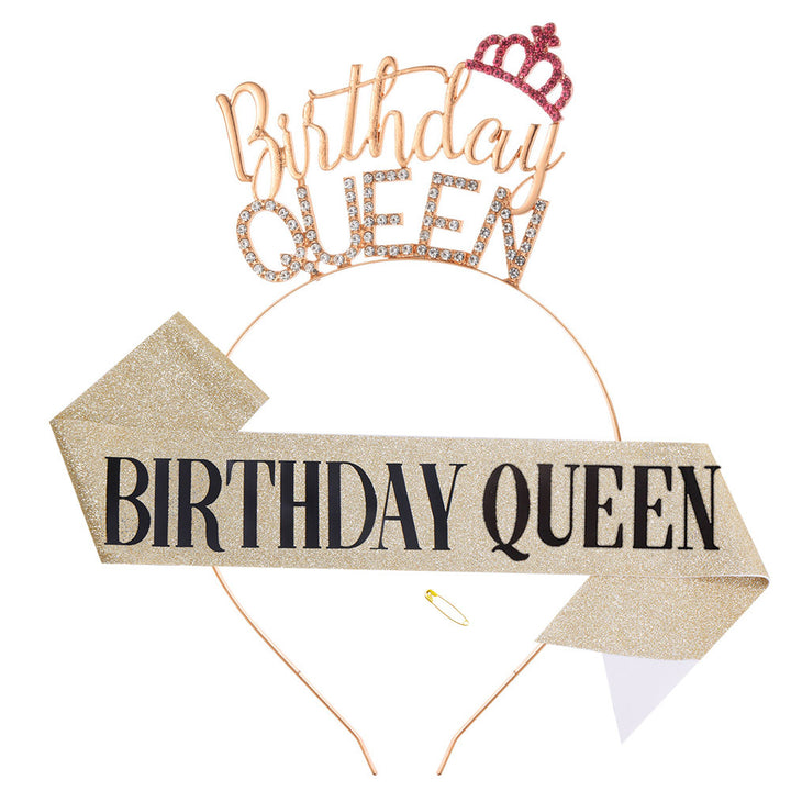 Ladies Glitter Headband with "Birthday Queen" lettering Bowlift