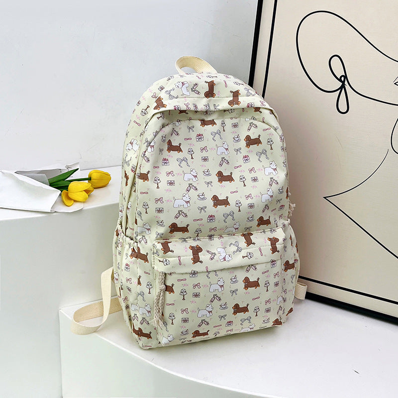 Backpack with Playful Dog Pattern Bowlift