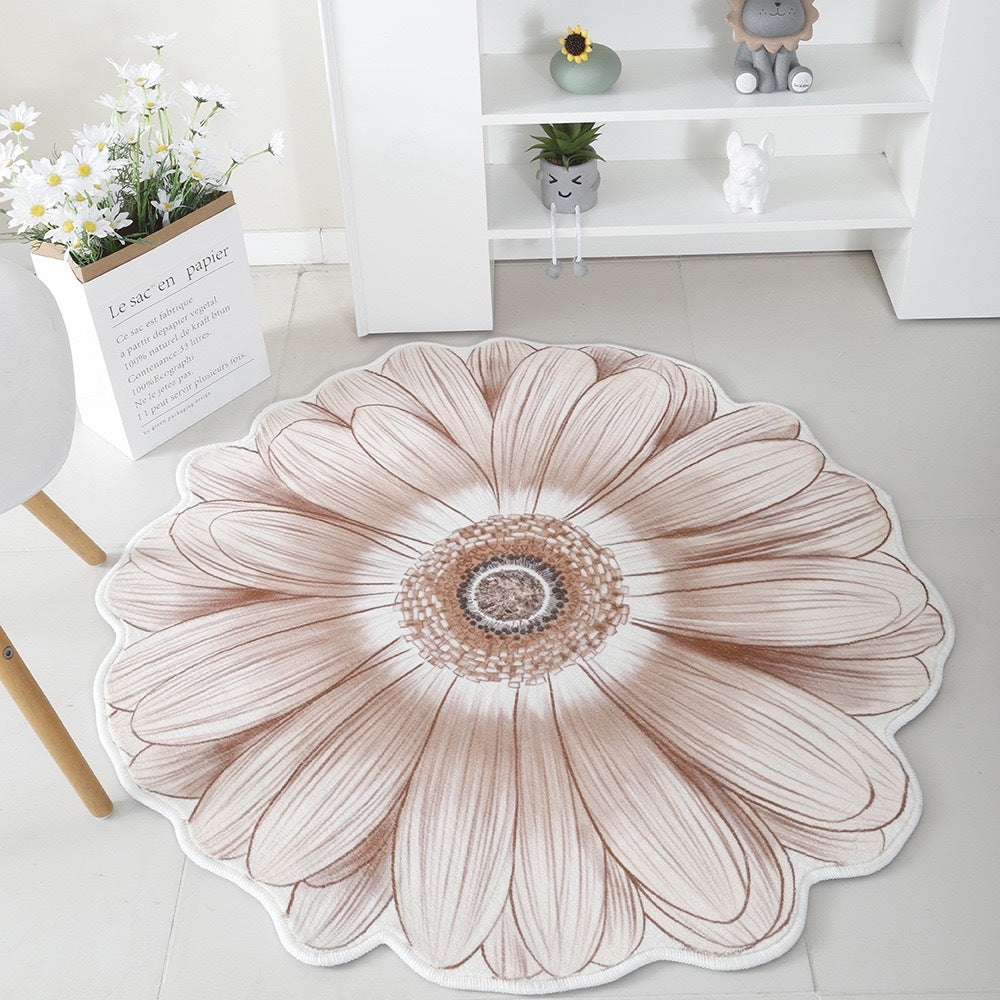 Floral Print Round Area Rug Bowlift