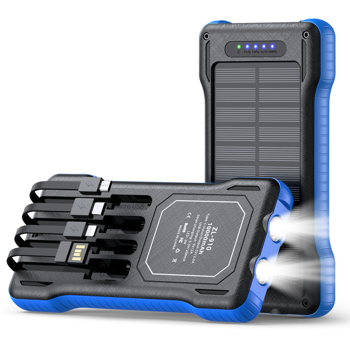Powerful Solar Power Bank with Multifunctional Charging Cables Bowlift