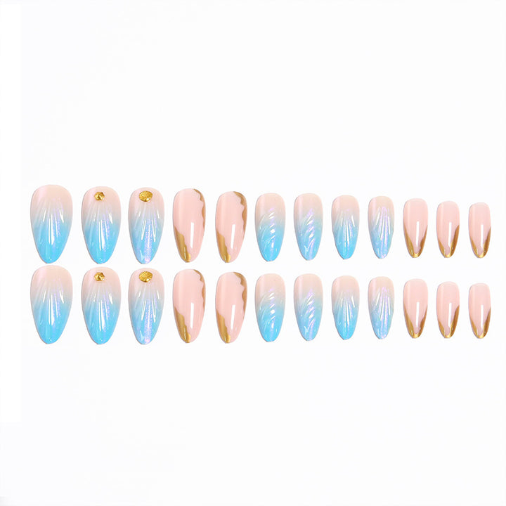 Acrylic nail set with glitter and shell design Bowlift