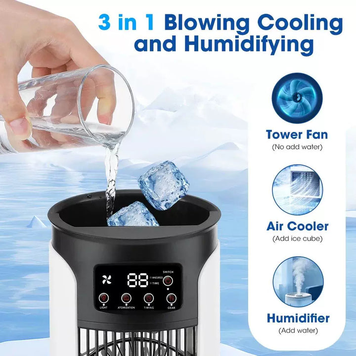 Unisex One Size compact personal evaporative tower cooler with refillable cooling packs, whisper-quiet fan and touch control Bowlift