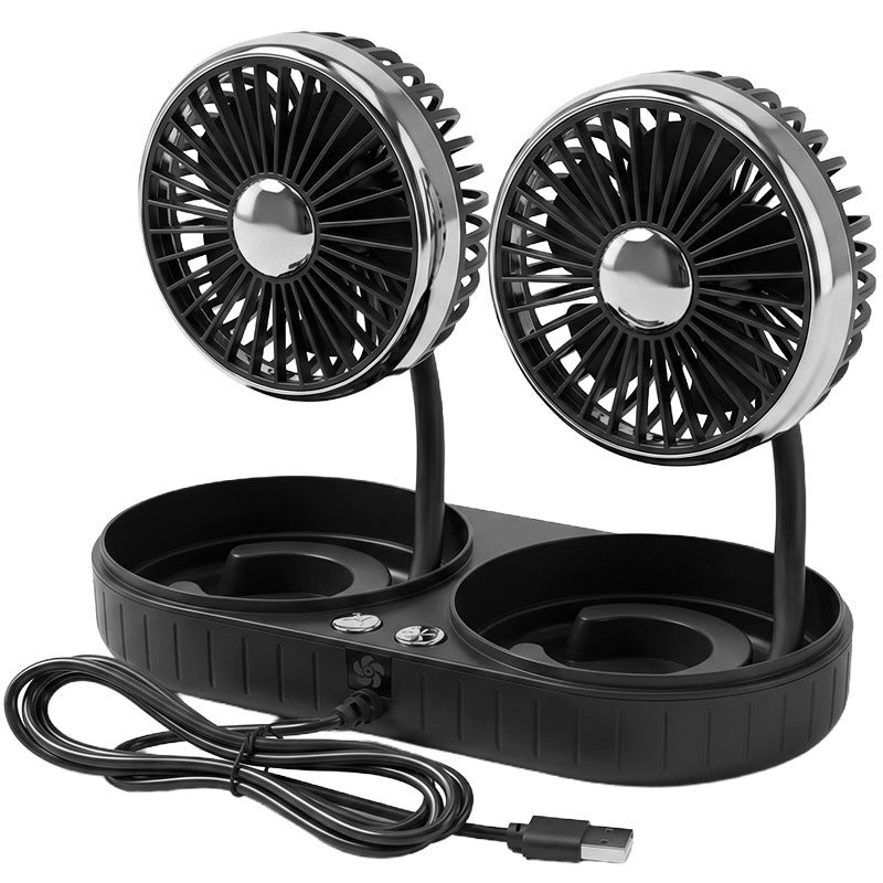 Double USB Desk Fan with Flexible Tilt Function Bowlift