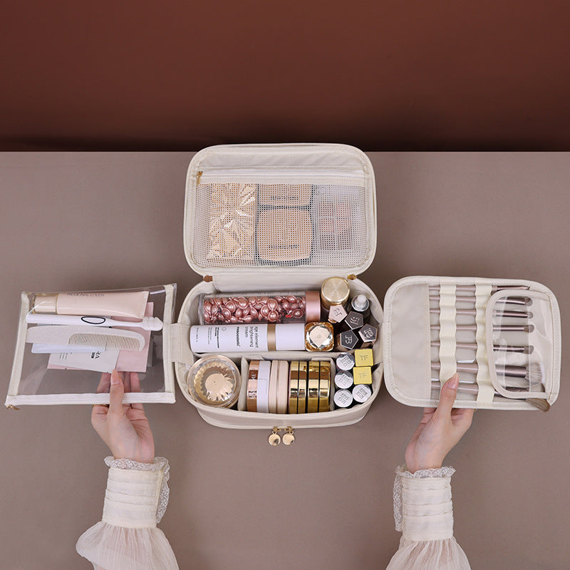Cosmetic Organizer With Multiple Compartments And Practical Viewing Window Bowlift