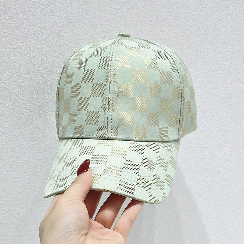 Women's Mesh Checkered Baseball Cap Bowlift