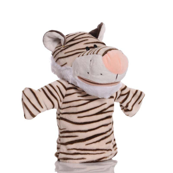 Plush Tiger Hand Puppet With Soft Fleece Movable Mouth Embroidered Features