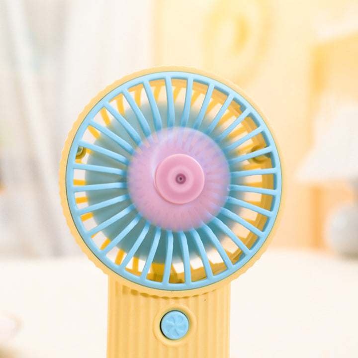 Ladies Compact Hand Fan with Flower Motif Bowlift