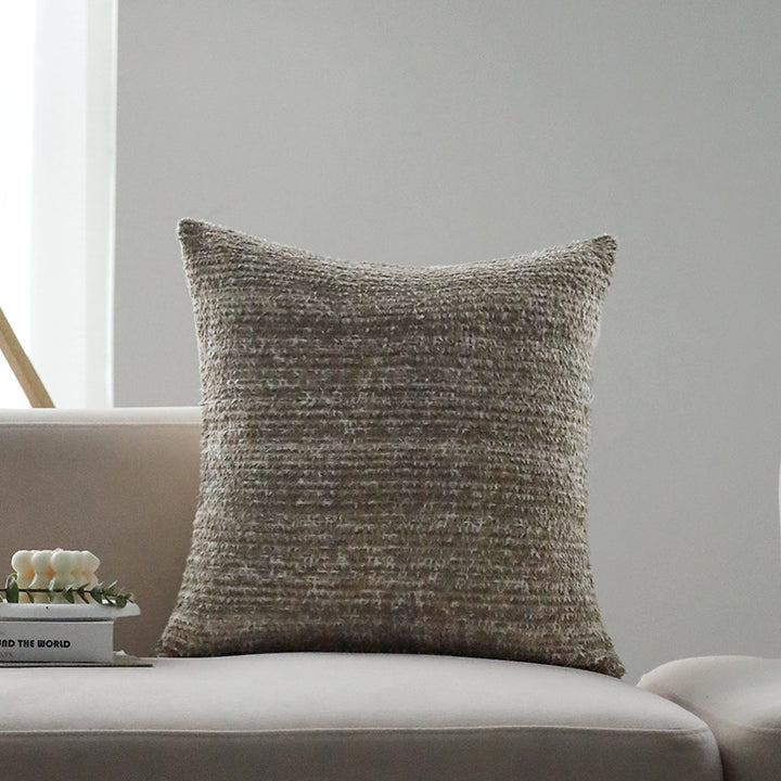 Square decorative cushion cover made of felted bouclé with fine linear texture Bowlift