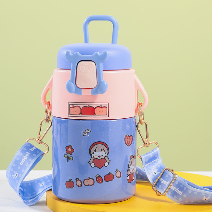 Women's Insulated Bottle with Cute Design and Practical Carry Strap Bowlift