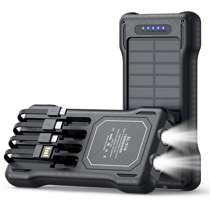 Powerful Solar Power Bank with Multifunctional Charging Cables Bowlift