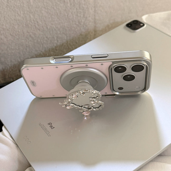 Heart-shaped hand mirror with elegant crystals Bowlift