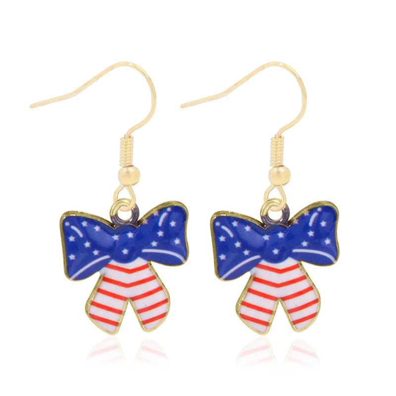 Women's lightweight star earrings with enamel flag design and fishhook Bowlift
