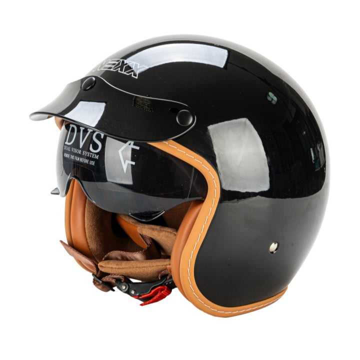 Retro Half-Face Motorcycle Helmet with Visor Bowlift