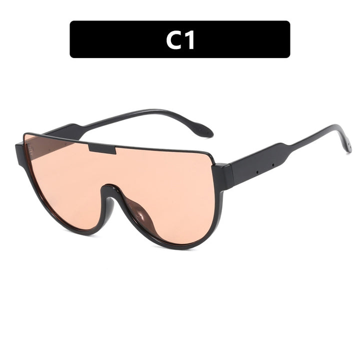 Women futuristic oversized sunglasses with clear full-rim frame Bowlift