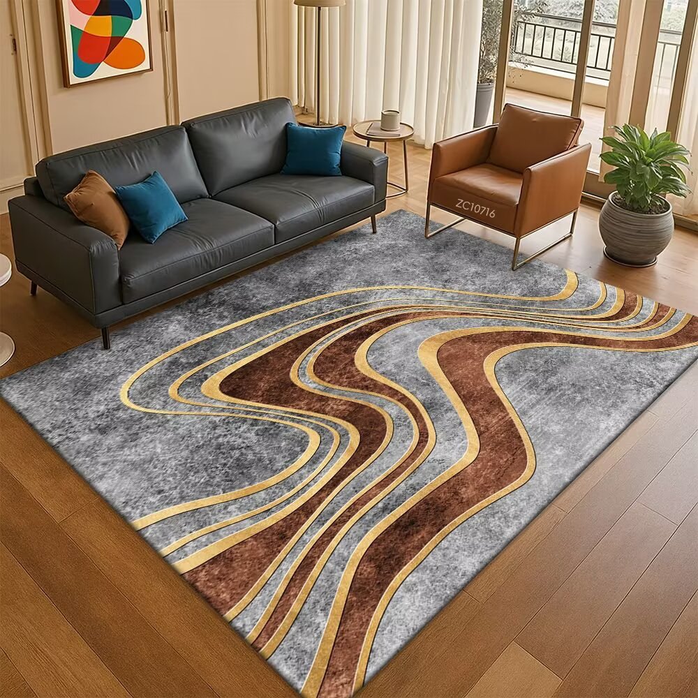 Leaf-Patterned Area Rug Bowlift