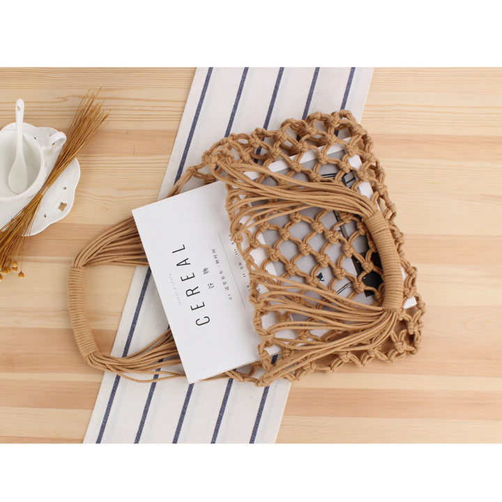 Handmade mesh tote bag with ergonomic carrying handle Bowlift