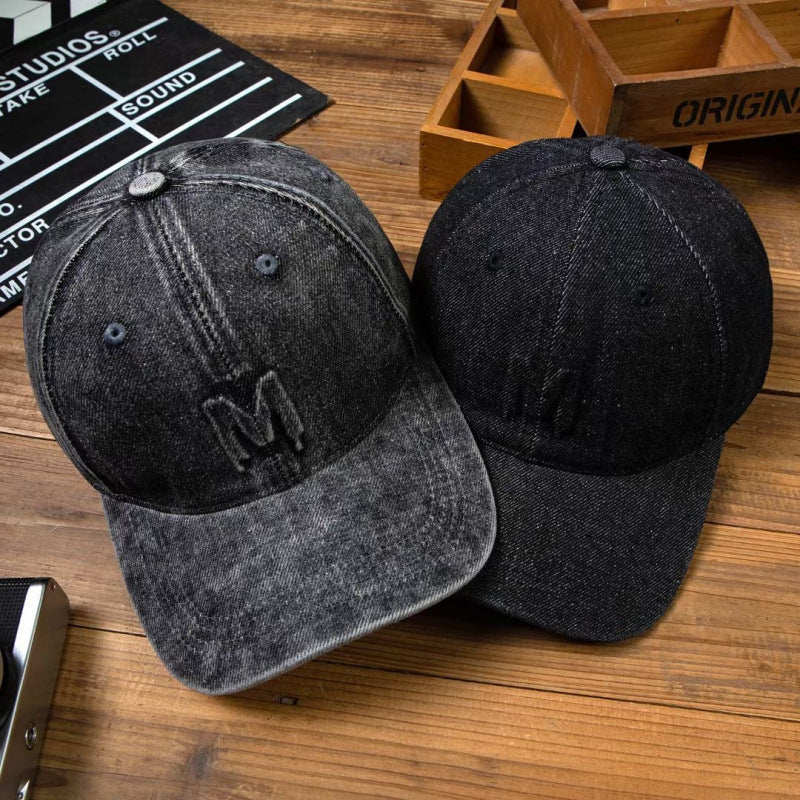 Men's Distressed Denim Baseball Cap Bowlift