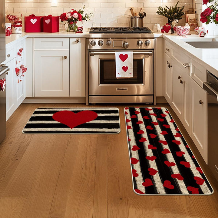 Heart-Themed Kitchen Runner Mat Bowlift