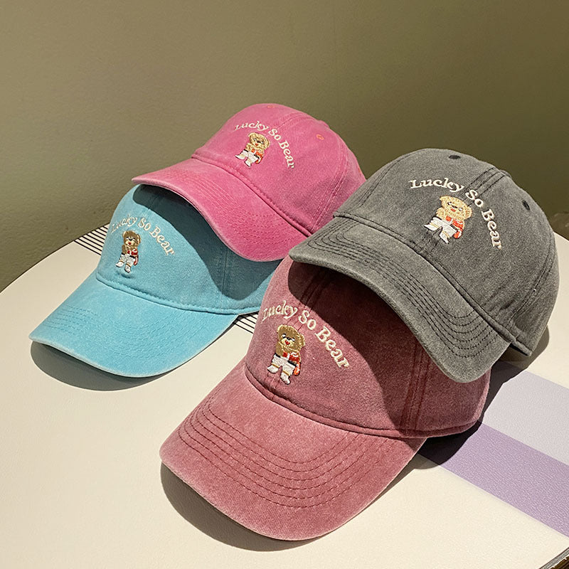 Unisex Casual Embroidered Bear Cap Bowlift