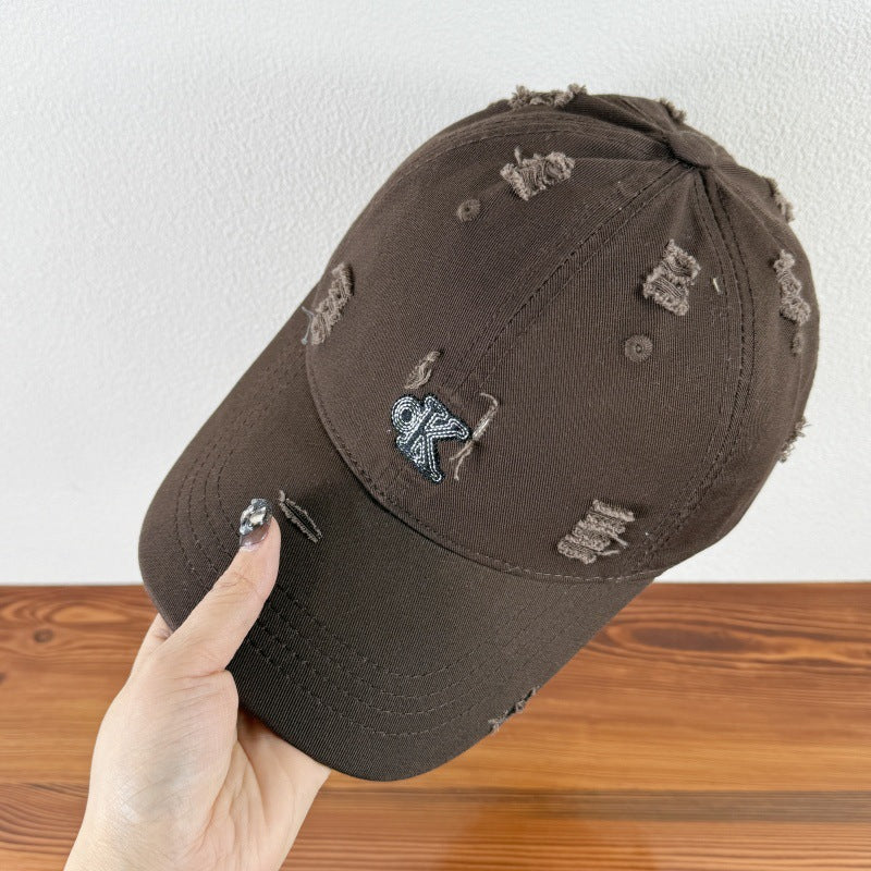 Men's Distressed Adjustable Baseball Cap Bowlift