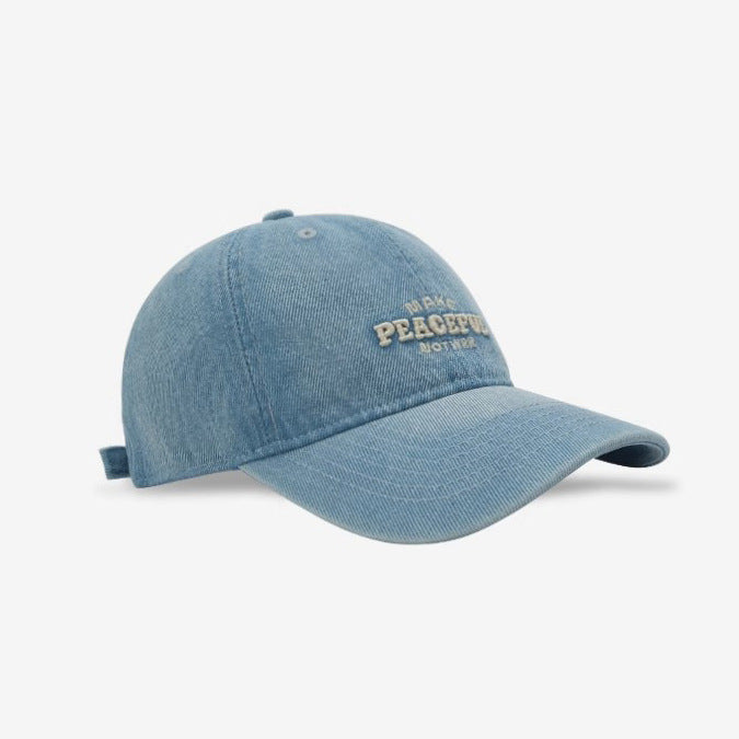 Women's Distressed Denim Embroidered Cap Bowlift
